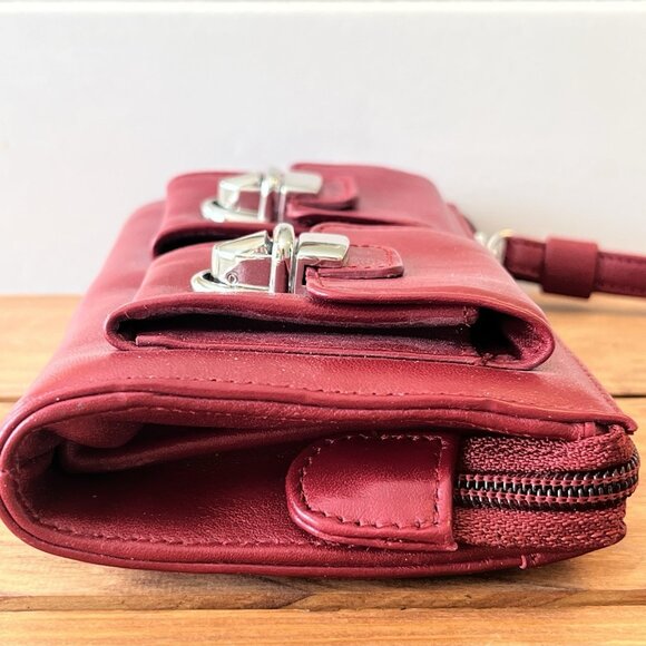 Wilson's Leather Pelle Studio Red Wristlet Wallet Credit Card Holiday Christmas - Picture 5 of 16